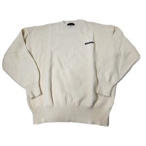 Vintage Andrew Rohan Crewneck Cable Knit Sweater Made In U.S.A. Mens XL Cotton